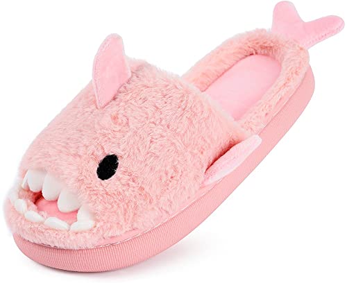 Gaatpot Chaussons Femme Pantoufles d'hiver Chauds Chaussures de Maison Peluche d Intérieur Chaussette Requin en Bout Ouvert Anti-dérapant Pink 36/37 Cover