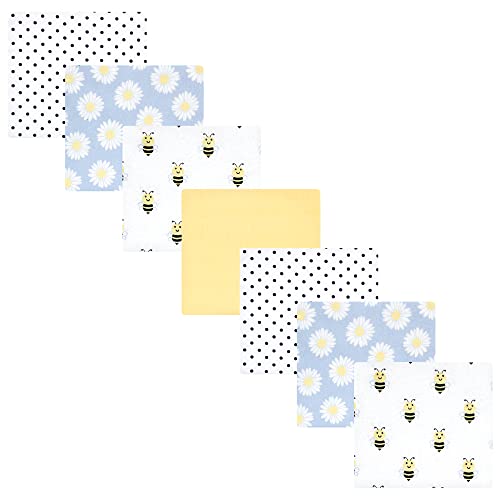 Hudson Baby Unisex Baby Cotton Flannel Receiving Blankets Bundle, Daisy Bee, One Size