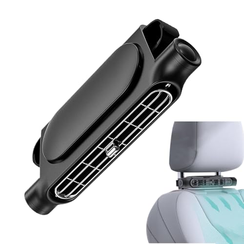 Ventilador Para Reposacabezas Trasero,Ventilador De Aire Ajustable Para Viajes Largos Con Batería Recargable - 3 Velocidades, Ángulo Regulable y 3000mAh Para Furgonetas, Autocaravanas y Campers