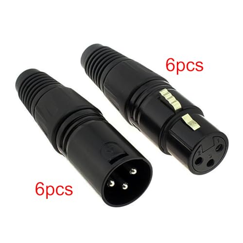 VISSQH 12 x 3 Pin XLR Connectors,XLR Solder Connector Microphone Audio Socket,3 Pin Microphone Cable Plug XLR Male Female Panel Mount Connector,for Microphone Speaker(black) - Image 4