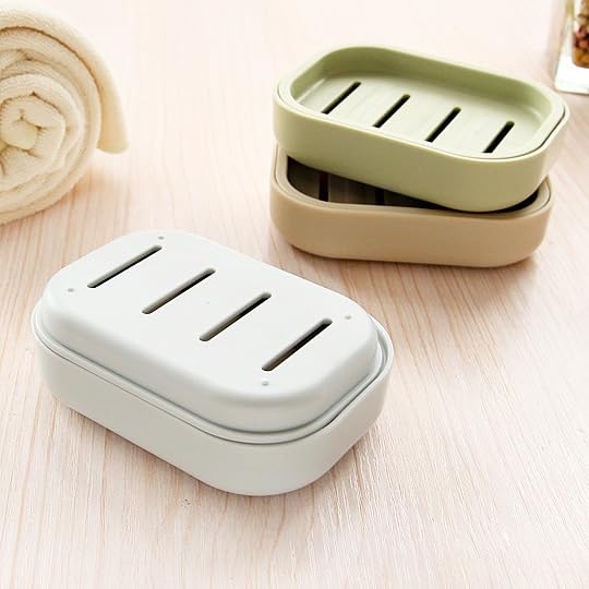 carl vinson® Bathroom Soap Dish Holder Plastic Soap Rack Storage Box for Sink and Shower | Off White 3