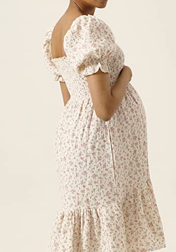 Nothing Fits But Women’s Classic Nursing Sakura Dress, Soft Muslin Maternity Gown, Casual Maternity Dress, Peach Floral Wear, S #TOP2