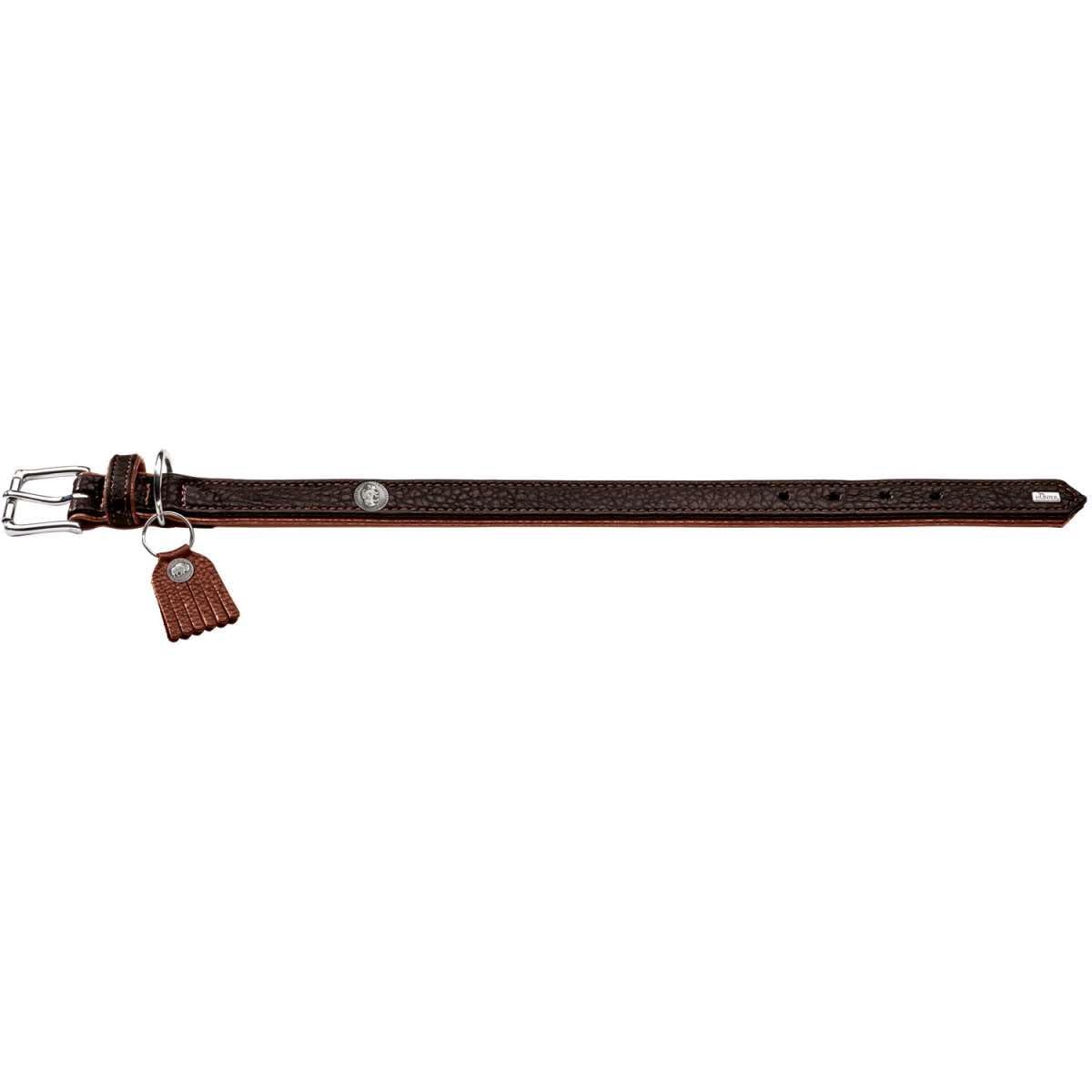 HUNTER CODY Hundehalsband, Leder, rustikal, weich, 45 (S), dunkelbraun/cognac