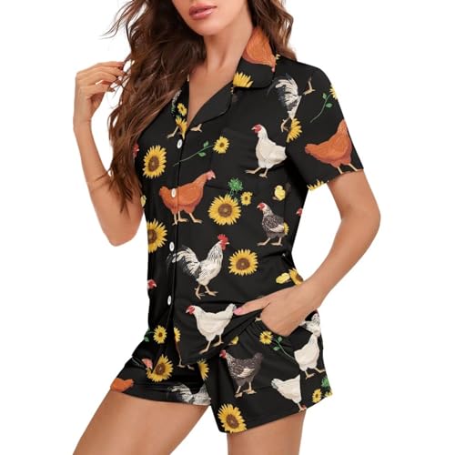 Image of Women's Short Sleeve Sleepwear Pajamas Nightwear with Pockets | skin-friendly breathable material resists pilling fading and deformation after repeated washing