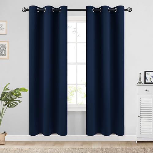 Image of COSVIYA Grommet Room Darkening Navy Blue Curtains 72 inch Long for Bedroom | Light Blocking Insulated Thermal Curtains for Living Room, Blackout Thick Polyester Window Drapes,38x72 inches, 2 Panels