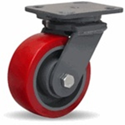 5" x 2" (S-WH-5TRB) Hamilton Swivel Plate Caster, Polyurethane on Cast Iron Wheel