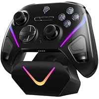 EasySMX Wireless Game Controller, D10 TMR Anti-Drift Joysticks Enhanced PC Controller,Dual-Mode Triggers,1000Hz,RGB,Mechanical,Bluetooth Gamepad for PC/Switch/Switch2/iOS/Android with Charging Dock