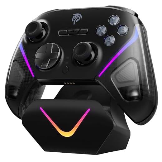 EasySMX D10 Controller PC mit Ladestation, Wireless Controller mit TMR Joystick & 2 in 1 Trigger, 1000Hz Polling Controller mit RGB für PC/Switch/Handy-Schwarz