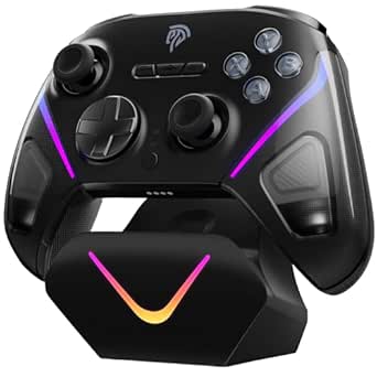 EasySMX D10 Wireless Game Controller – TMR Anti-Drift Joysticks, Dual-Mode Triggers, 1000Hz Polling, Mechanical Buttons, RGB – Bluetooth Gamepad for PC/Switch/Switch2/iOS/Android with Charging Dock