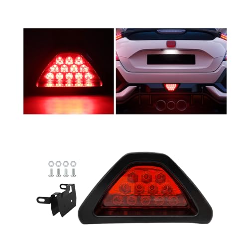 Suvnie Car F1 Style Brake Light, DRL Fog Rear Tail Third Brake Light, Waterproof Triangle Warning Flash Lamp with 12 LED, Universal Car Accessories for Motorcycles Trucks Safety Stop (Red)