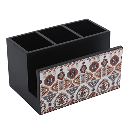 Image of Reinvention Factory Wooden Cutlery Holder I Countertop Organizer - Spoon Fork Knife Napkin Tissue Paper I Desk Supplies Pencil Pen Stationery Stand I Home & Kitchen I Size 7 inch X 5 inch X 4 inch (Folk Ornament)