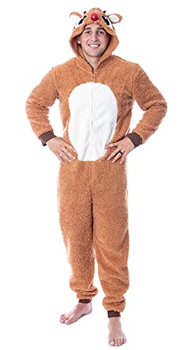 Seven Times Six Rudolph The Red-Nosed Reindeer Adult Sherpa Fleece Union Suit Pajama One-Piece (Rudolph, X-Large)2