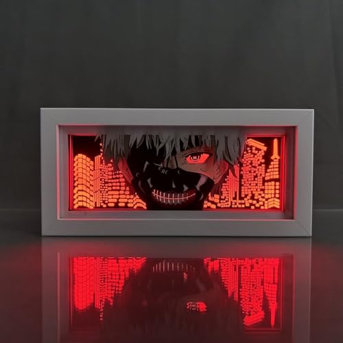 Xinchangda Tokyo Ghoul - Caja de luz LED de anime Kaneki Ken, luz nocturna, escultura de papel, lámpara de noche, figura de Ghoul de Tokio, decoración de dormitorio, regalos