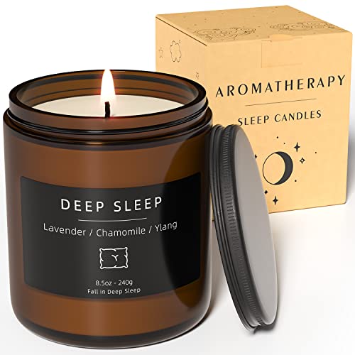 Sleep Candles Gifts for Women Lavender Scented Candles Gift Set for Anxiety Lavender Promotes Sleep Chamomile Relieves Stress Relaxation Gifts for Women (Deep Sleep 1 Pack 240g)