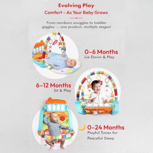 Image of Uonibaby by StarAndDaisy Musical Baby Convertible Playmat, Play Gym Mat with Hanging Rattles Lights for 0-6 Months Babies /Multi Purpose Play Gym mat
