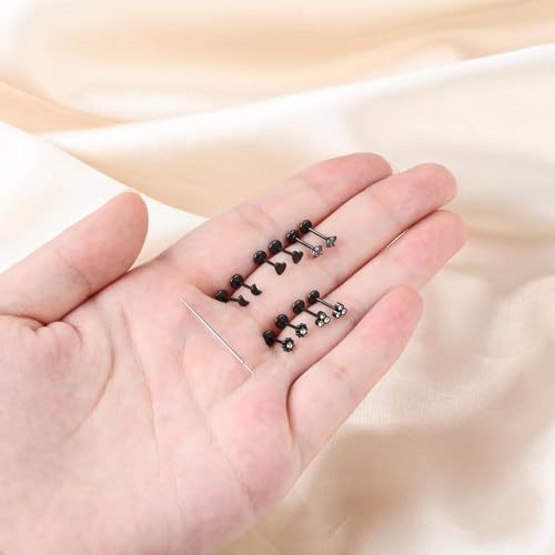 Uni-J 10pcs 20G/18G/16G Threadless Push-in Tragus Conch Cartilage Flat Back Helix Labret Monroe Lip Ring Daith Piercing Jewelry4