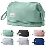 Makeup Bag with Compartments Travel Makeup Bags Large Makeup Bag Wide-Open Zipper Pouch Waterproof Toiletry Bags for Women Ladies (Green, One Size) - Image 1