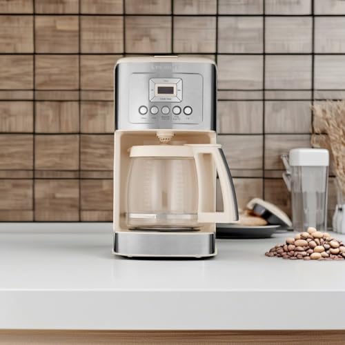 Image of Cuisinart Coffee Maker, 14-Cup Glass Carafe, Fully Automatic for Brew Strength Control & 1-4 Cup Setting, Stainless Steel, DCC-3200CRM, Cream