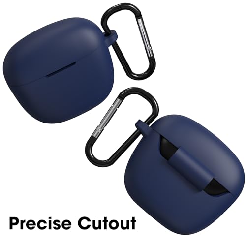 Image of Sounce Earphone Case Cover Compatible for Boat Airdopes 113, Soft Silicone Skin Case Cover Shock-Absorbing Protective Case with Keychain [Front LED Visible](Blue)