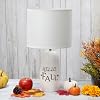 Simple Designs LT2132-WHT 17.88 Cozy Autumn Hello Fall Pumpkin-Shaped Table Lamp with White Drum Shade, White