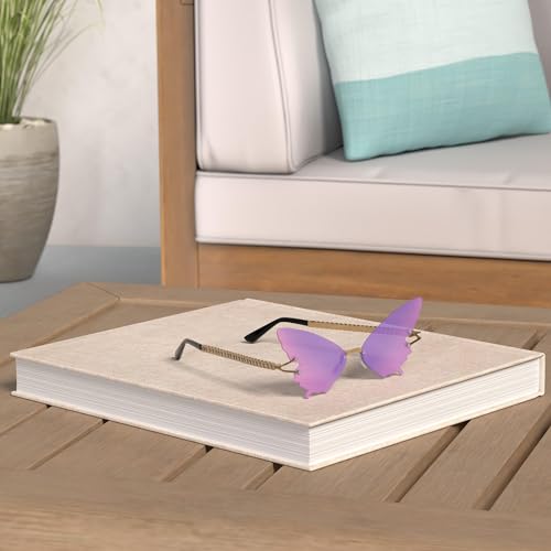 Weewooday 2 Pairs Butterfly Sunglasses Rimless Glasses Eyewear Butterfly Wing Sunglasses for Women Men2