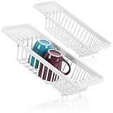 com-four® 2 cestelli scolapiatti - scolapiatti per lavello - scolapiatti bianco per piatti e altri articoli per la casa - gancio per lavello