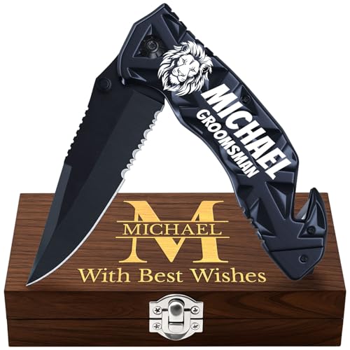 Personalized Pocket Knife for Groomsmen - Custom Folding Knives - Engraved Gifts for Men and Women - Gift for Groomsman, Wedding Party, Best Man Proposal, Gift for Bride, Maid 207 PS