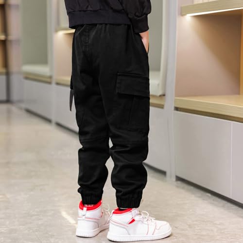 Boys Cargo Pants Cotton Casual Pants Elastic Waist Hiking School Uniform Sweatpants Joggers3