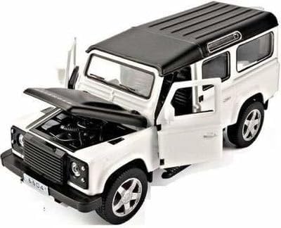 Image of Kids Model 1:32 Defender Die Cast Metal Car Pull Back Action Opening Doors with Realistic Engine Sound Lights Toy Car Gift for Boys - White