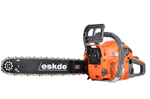 eSkde 58cc Petrol Chainsaw with 20' Bar and 2 Chains - Storage Bag, Tool Kit, Fuel Mixing Bottle,...