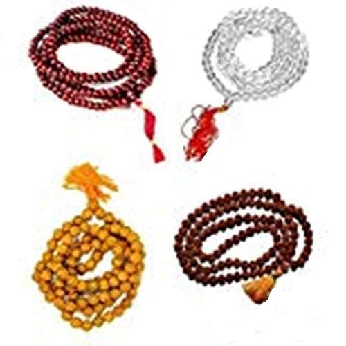 Satisfactory Nation Paquete combinado de cristal Mala Rudraksha Mala rojo sándalo mala & Haldi Beads mala Japa Propósito Mala Mala Cover