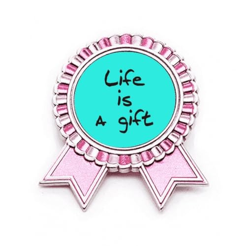 Broche inspirante Life Is a en métal rose, le cadeau idéal pour délivrer un message positif