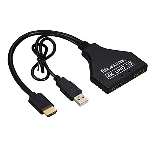 Cablecc HDMI-Compatible 1.3 to Dual Female Splitter Switch Extension Adapter Cable with Power for HDTV Laptop 1080P