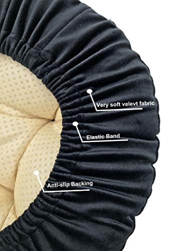 Augld Bar Stool Cushion Soft Velvet Padded Round Stool Cover 12" Velvet Black #TOP1