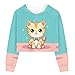 Rweroyiu Orange Cat Girls Crop Tops Sweatshirts Kids Cute Long Sleeve Printings Fashion Pullover Shirt Girls Trendy Hoodies Gifts for Girl Back to School