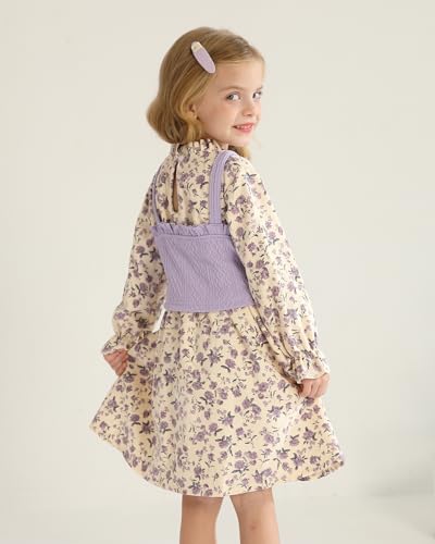 Image of Toddler Girl Dress Fall Winter Clothes 2 Piece Outfit Long Sleeve Crew Neck Toddler Dress for Girls