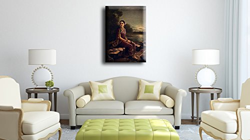 Image of Tallenge - Radha In The Moonlight - Raja Ravi Varma Mythology Collection - Medium Gallery Wrap - Framed (17 x 24 inches)