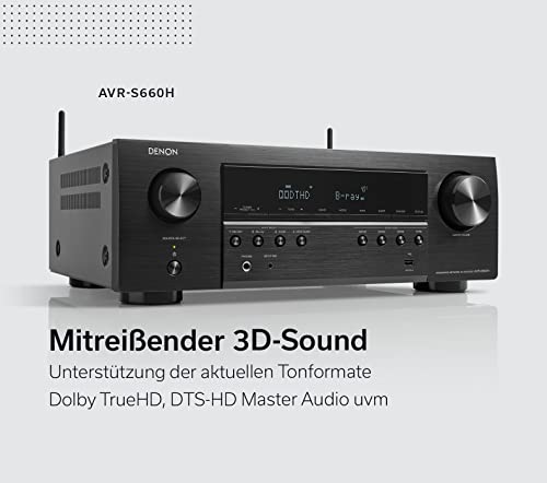 Denon AVR-S660H 5.2-Kanal AV-Receiver, Dolby Surround Sound, 6 HDMI Eingänge Und 1 Ausgang, 8K...