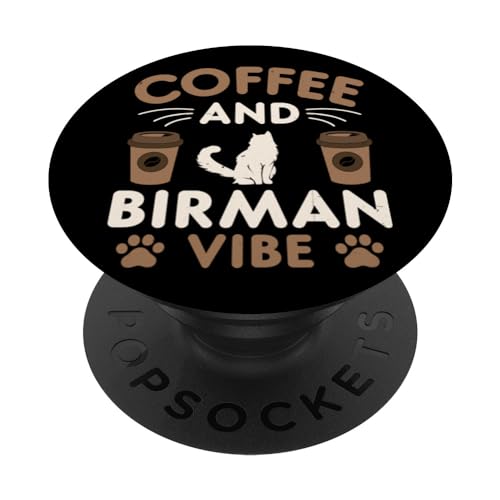 Cat Owner & Barista Motif - Coffee & Birman Cat PopSockets PopGrip Intercambiable
