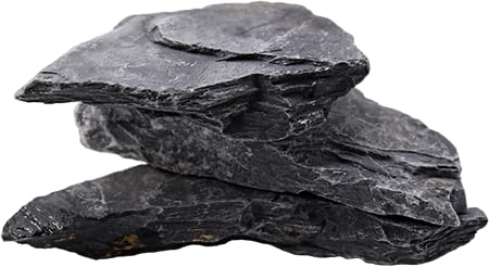 DKS STORES Aquascape Rock - Slate Rock Aquarium Rock, Aquarium Decoration, Reef Tank Setup, Terrariums, Black Rocketc. 1Kg (3 To 4 Pieces)