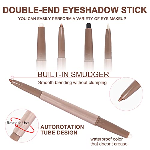 Evpct 2Pcs Shimmer Pearl White Cream Eyeshadow Stick And Bronze Eye Liner Pencil, Shimmer Champagne Gold Cream Eyeshadow Stick And Matte Black Eyeliner Pencil Highlighter Eye Liner Crayon,01&02 #TOP1