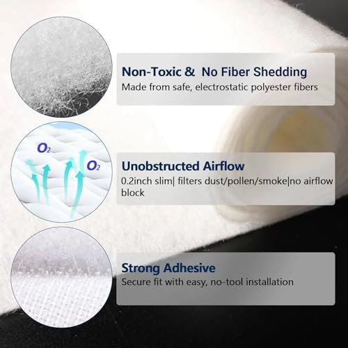 Image of Air Vent Filters, MERV 8 Cut to Fit, 20 inch x 99 inch | Makes Up to 60 Filter Pieces, Electrostatic Filter Material, For Floor, Ceiling and Furnace Vents, 48 Adhesive Hook Tapes