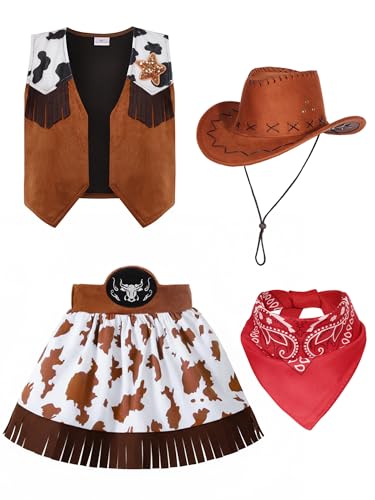 Disfraz de vaquera marrón para niñas con sombrero y bandana miniatura 6