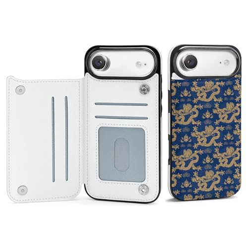 iPhone 17 Air 用 ケース 手帳型 青 龍 ドラゴン柄 和柄 アイフォン17用ケース 財布型 おしゃれ スマホケース 人気 携帯ケース カード収納