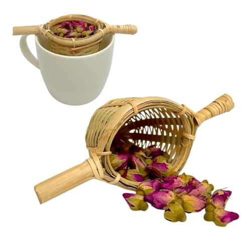 Bamboo Tea Strainer with Handle for Loose Leaf