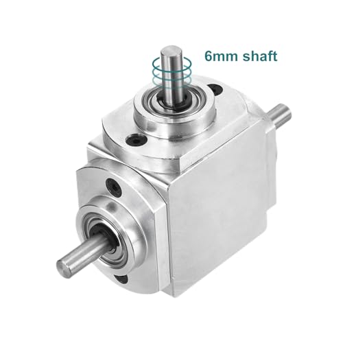 Image of uxcell Gear Box 90 Degree Right Angle Bevel Gearbox 1:1 Reversing Double Output Shaft 1 Module 20 Teeth Bevel Gear Aluminum Frame Simple Mechanical DIY Module 6mm Shaft,91x66x30mm(LxWxH)