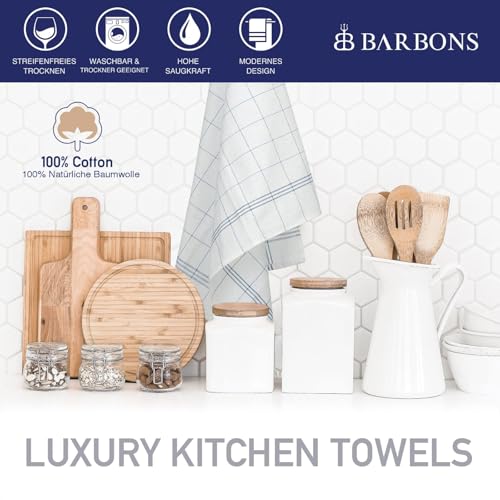 BARBONS Geschirrtücher 20er Set - Baumwolle 50x70 cm - Oeko-TEX Zertifiziert - Küchentextiliensets Trockentücher Küchenhandtücher Küchentücher Geschirrhandtücher Waschbar bis 90 C Blau