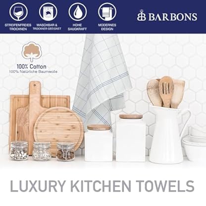 BARBONS 40er Set Geschirrtücher Baumwolle 50x70 cm – Extrem saugstark, Oeko-TEX Zertifiziert, Trockentücher für die Küche, Küchenhandtücher, Küchentücher, Geschirrhandtücher, Waschbar bis 60°C, Blau – Bild 4