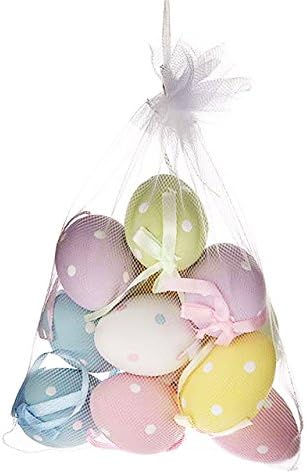 FloristryWarehouse Hanging Easter Eggs 6cm Pastel Polka Dot x 12