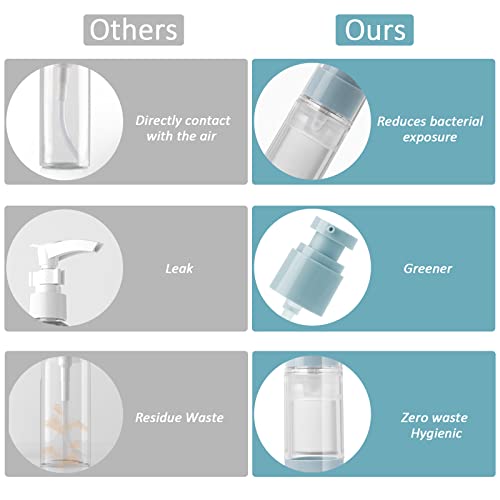 Pwsap 4 Pack 1 Oz (30Ml) Vacuum Cosmetic Travel Container, Spray And Pump Travel Bottle Kits With Funnel For Toiletries, Tsa Approved Travel Size Refillable Bottle, Leak Proof Airless Container Kit #TOP2